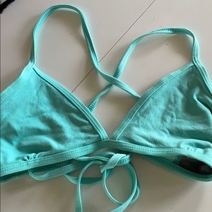 Jolyn tie back triangle bikini top turquoise